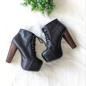 Speed Limit 98 Black Platform Vegan Leather Ankle Booties Size 8